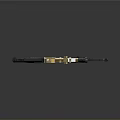 Black Tactical Assault Rifle With Golden Scope And Magazine Components