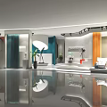 Modern Specialty Store Interior With Display Shelves Decorative Items And Green Plants