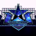Stunning Stage Design With Dark Blue Background Geometric Stars Glowing Lines And Starry Sky Patterns