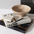 Minimalist Modern Decorative Ornament Set With Clock Dried Flowers Glass Vase Wooden Bowl And Books