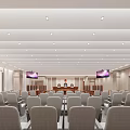 Courtroom Interior With Seats Judge Bench Lighting Fixtures And TV Screens