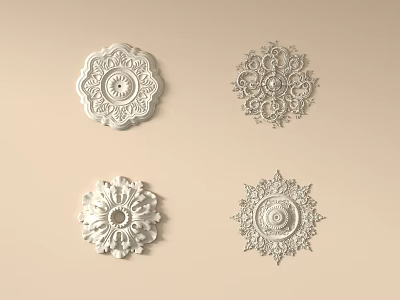 French retro carved French retro carved lamp plate 3d model