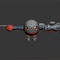 Cartoon Robot Character With Red Eyes Mechanical Arms And Gray Body