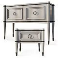 Light Gray Storage Cabinets With Drawers Round Handles And Slim Black Trim Legs