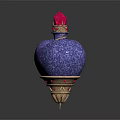 Woman Holding Heart Shaped Purple Glass Perfume Bottle With Red Crystal Top