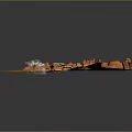 Orange Textured 3D Earth Model with Cut Section and White Details on Gray Background
