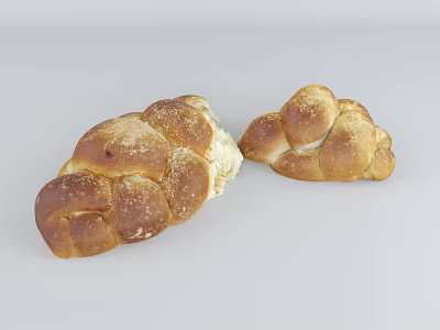 Fresh Braided Bread With Golden Crust And Soft Texture On White Background 3d model