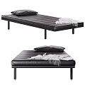 Comfortable Black Leather Chaise Lounge With Soft Pillow And Cozy Blanket Design