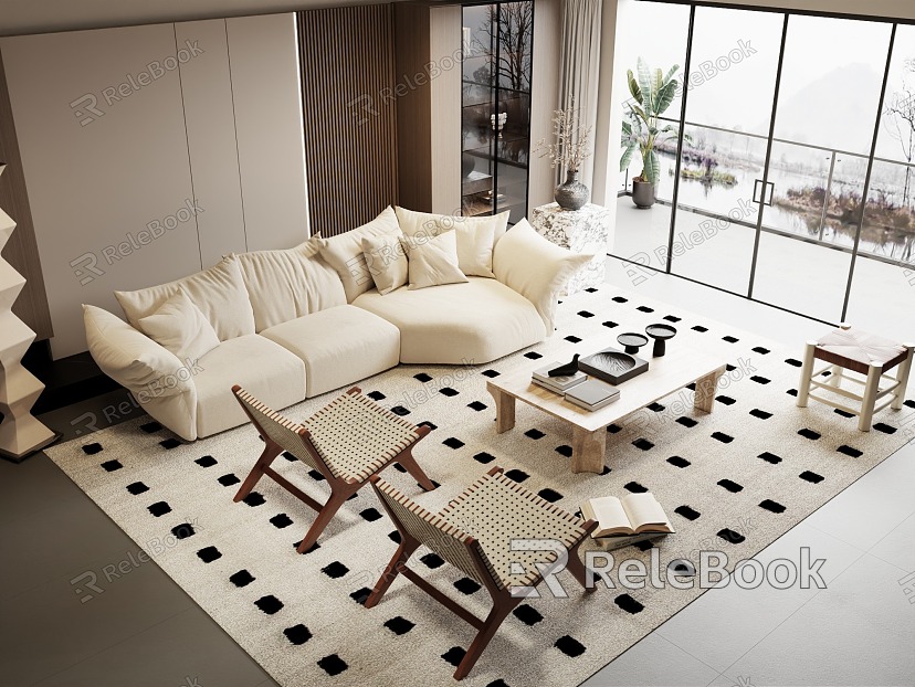 Modern sofa coffee table combination model