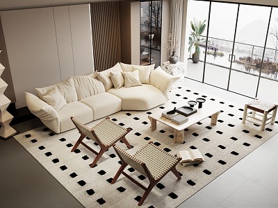 Modern sofa coffee table combination model