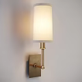 Modern Wall Lamp With Silver Metal Bracket And White Fabric Shade
