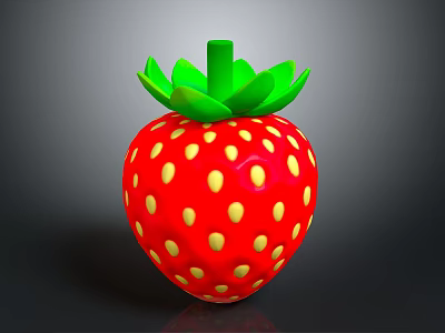Fresh Red Strawberry With Yellow Seeds And Vibrant Green Leafy Top 3d model