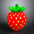 Fresh Red Strawberry With Yellow Seeds And Vibrant Green Leafy Top