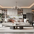 Modern Open Concept Living And Dining Area Design 3d model