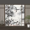 New Chinese-style Screen Ink Screen Partition 3d model