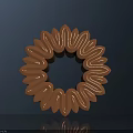 Intricate Petal Shaped Circular Carving Patterns Copper Colored Metallic Decorative 3D Rendered Ornament