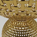 Golden Decorative Ornament Set with Elegant Bowl Shaped Grid Design Base 3d model