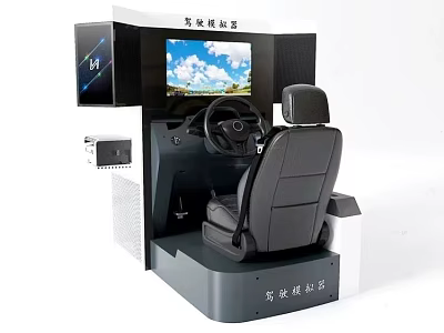 Professional Driving Training Simulator With Seat Steering Wheel And Display Screen 3d model