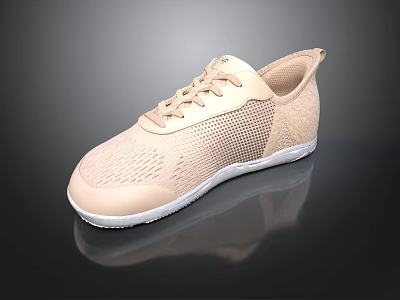 Beige Mesh Sneakers Casual Comfortable Lightweight Lace Up Design For Daily Wear 3d model