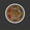 Black Tire With Golden Rim White Edge Center Logo And Small Screws