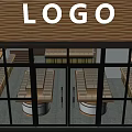 Modern Specialty Store Interior With Display Shelves Wooden Counters And Product Posters