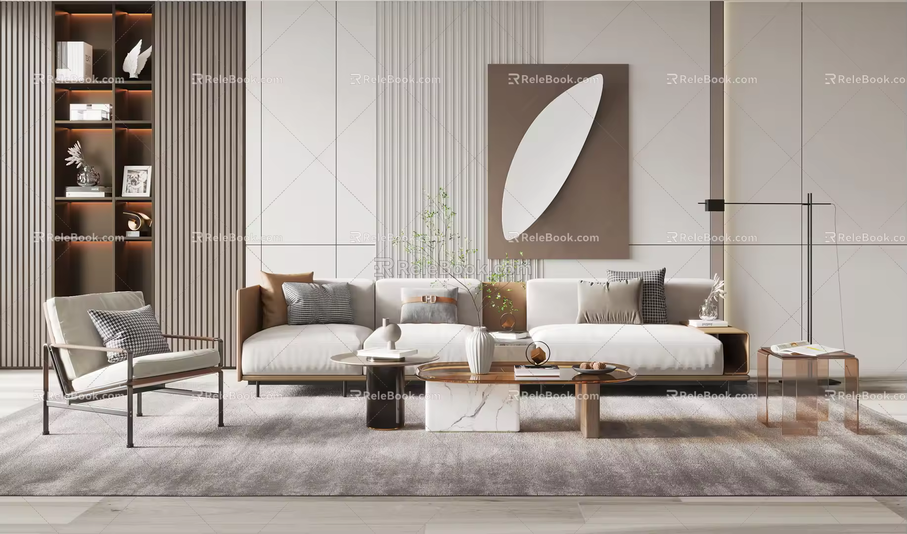 Modern sofa coffee table combination 3d model