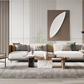 Modern sofa coffee table combination 3d model