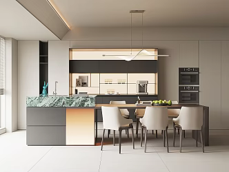 Modern Restaurant Dining Table and Chair Tableware Sideboard Wine Cabinet Single Chair Decorations 3d model