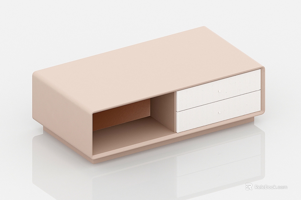 Light Pink Modern Coffee Table With Sleek Drawers And Storage Compartments 3d model 
