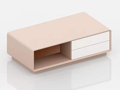 Light Pink Modern Coffee Table With Sleek Drawers And Storage Compartments 3d model