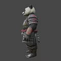 Fierce Panda Game Movie Character in Samurai Armor with Red Sash