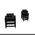 Stylish Black Side Tables with Turntable on Top Multi Tier Wooden Frame Design