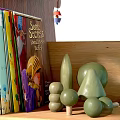 Tree Shaped Wooden Bookshelves With Various Books And Small Decorative Ornaments