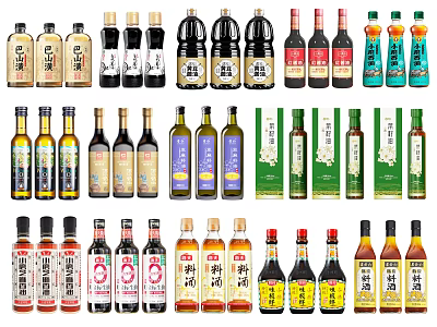 Various Condiment Bottles With Different Seasoning Types For Kitchen Cooking Essentials 3d model
