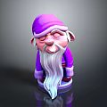 Purple Gnome Figurine With Long White Beard And Closed Eyes Decorative Ornament