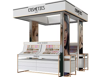 Modern Design Cosmetics Display Shelves With Lipstick Products And Model 3d model