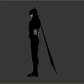Batman Game Movie Character In Black Suit With Bat Cape Helmet And Armor