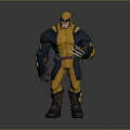 Wolverine Character In Yellow And Blue Costume With Claws