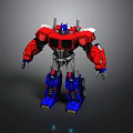 Red Blue Gray Mechanical Robot Character In 3D Render With Detailed Mechanical Body Design