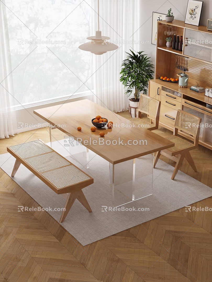 Dining table and chair combination model