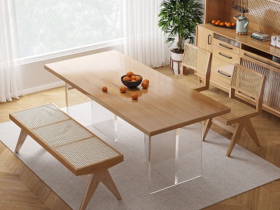 Dining table and chair combination model