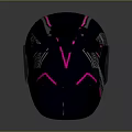 Stylish Black Motorcycle Helmet With Pink Stripes White Dot Patterns And Dark Visor 3d model