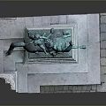 Equestrian Statue Rider And Horse Figure With Raised Right Hand On Multi Tiered Stone Pedestal