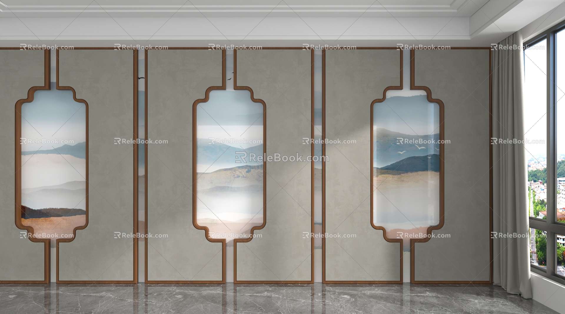 Modern background wall 3d model