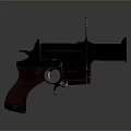 Revolver Weapon With Wooden Grip Black Metal Barrel Trigger And Classic Design