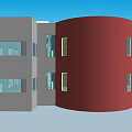 Maoxu Art Museum Red Building Exterior With Windows And Staircase Entrance