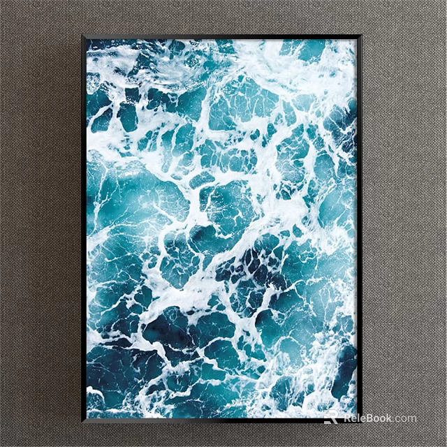 Stunning Landscape Painting With Turquoise Blue Waves And White Foam Details 3d model 