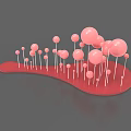 Creative 3D Art Installations With Colorful Rings Transparent Frame And Pink Spheres