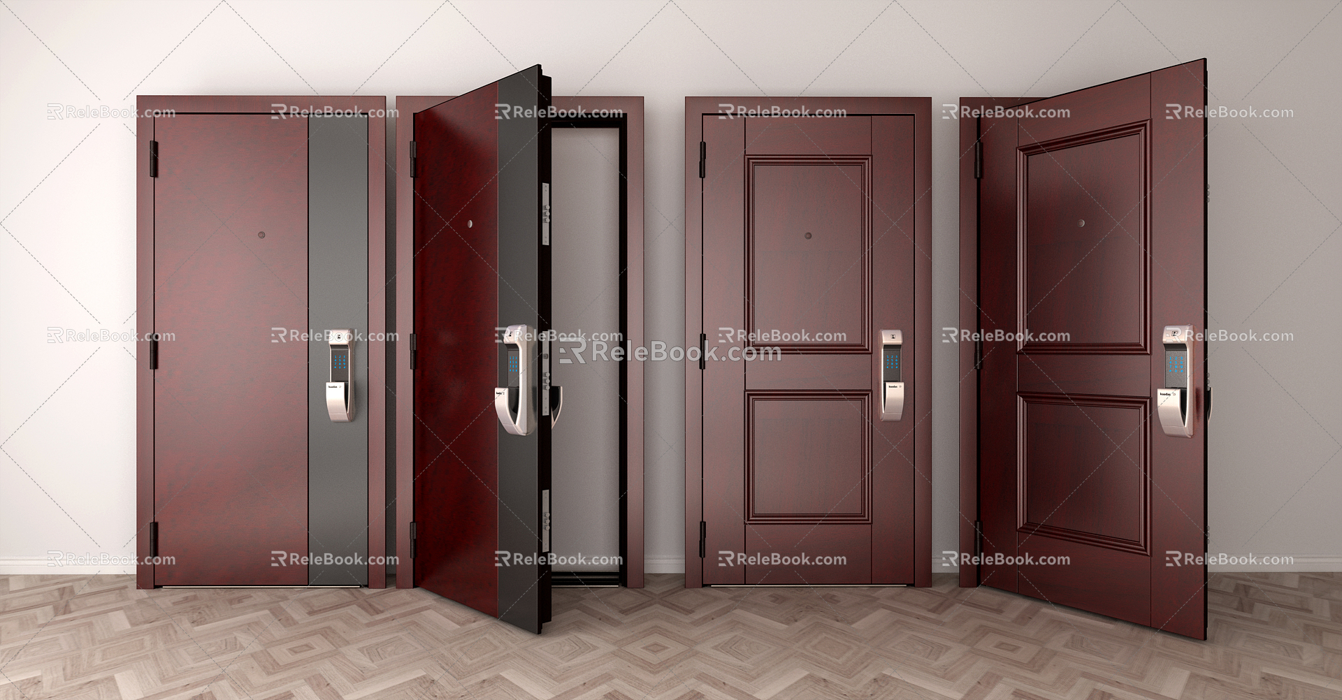 Modern security door security door intelligent password lock 3d model