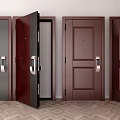 Dark Brown Security Doors With Metal Handles And Lock Systems In Open Closed Positions